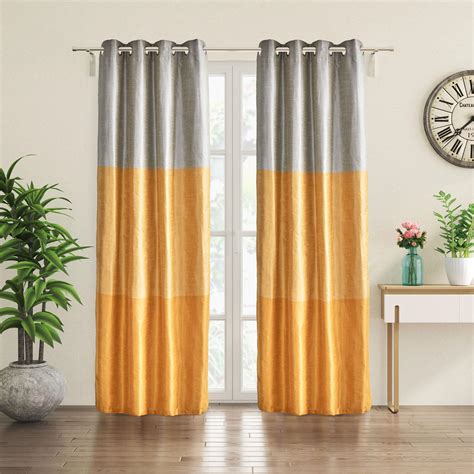 Buy Contempo Set of 2 Colourblocked Room Darkening Door Curtains from ...
