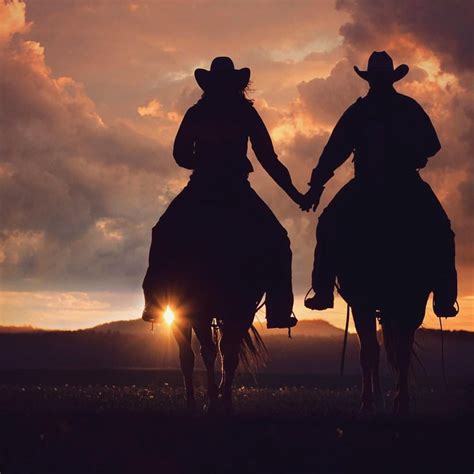 "Let's ride into the sunset together stirrup to stirrup, side by side ...