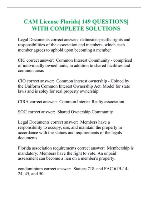 CAM License Florida| 149 QUESTIONS| WITH COMPLETE SOLUTIONS - CAM ...
