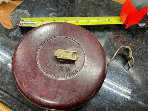 Antique Tools Vintage 100 Foot Measuring Tape Made in China Whale Brand ...