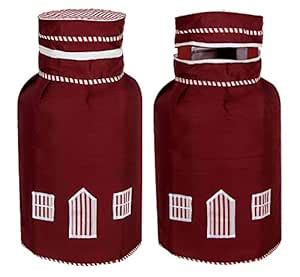 Buy Heart Home 2 Pieces Cotton Dust-Water Proof LPG Gas Cylinder Cover ...
