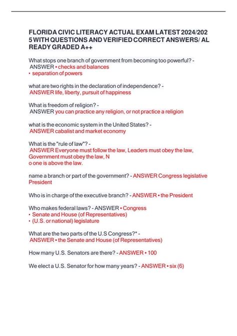 FLORIDA CIVIC LITERACY EXAM 3 (FCLE) A NEW UPDATED STUDY GUIDE LATEST ...