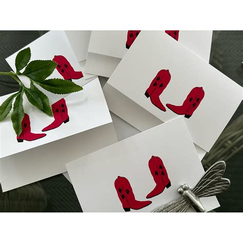 Red Cowboy Boot Note Cards - BeBeBlu Designs
