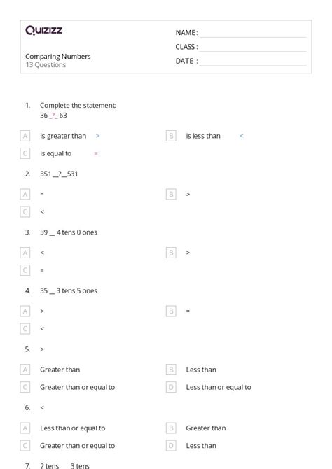 Image result for 2nd Grade Math Comparing Numbers