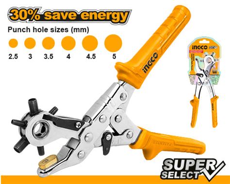 INGCO HLHP028 Leather Hole Punch with Multiple Punch Hole Sizes ...