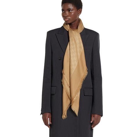 GG silk cotton jacquard shawl in beige | GUCCI® US