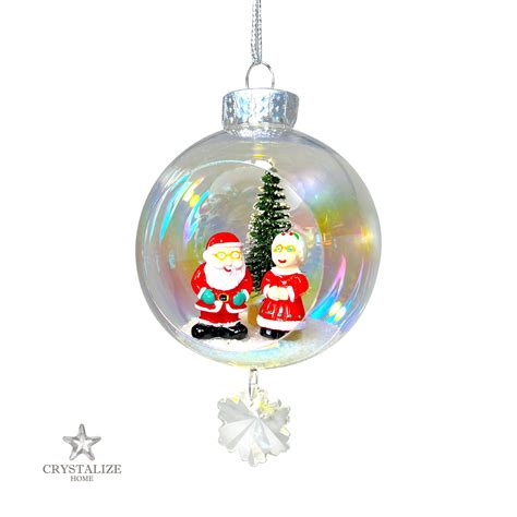Santa & Mrs. Claus Plastic Ornament with Magnetic Crystal 3" x 7 ...