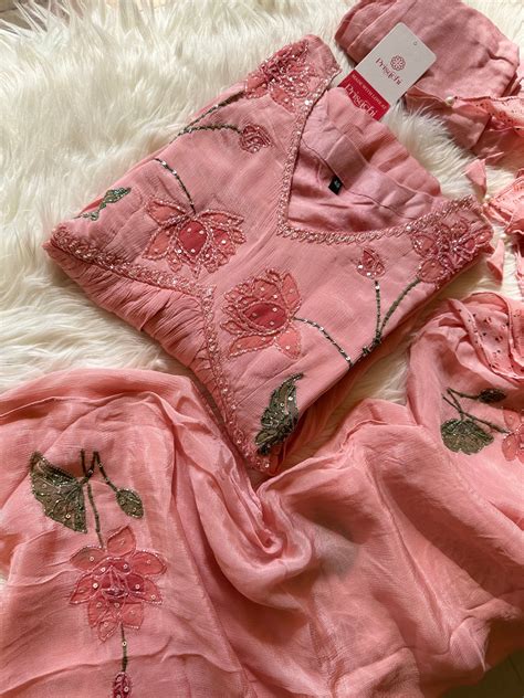 Baby Pink floral embroidered Alia cut Anarkali dress – Prisachi Official