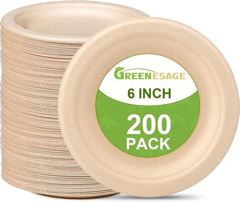 GREENESAGE Small Paper Plates 6 inch, 200 Pack Paper Plates Bulk, Eco ...