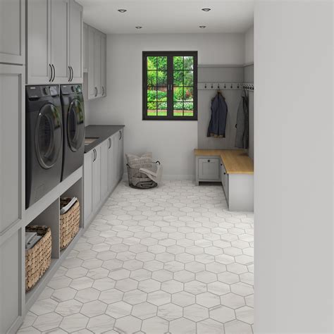 Marble Art Matte Hexagon Porcelain Tile | Laundry room tile, Hexagon ...