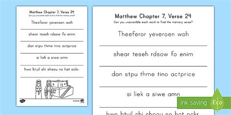 * NEW * Matthew 7:24 Word Unscramble