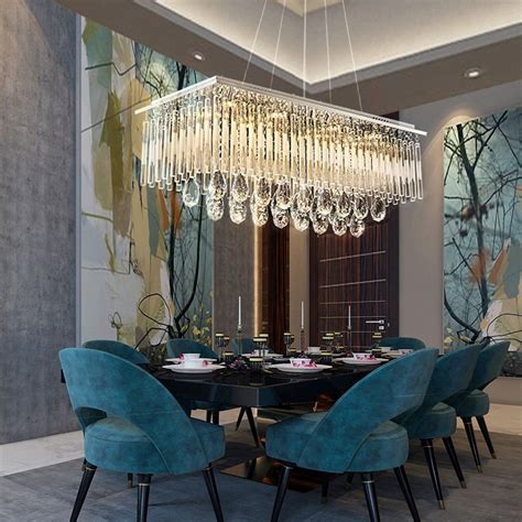 Rectangular Crystal Chandelier - Dining Room Pendant Light - Sofary ...