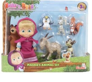 SIMBA Masha And Her Animal Friends Rabbit, Squirrel, Penguin, Dog and ...
