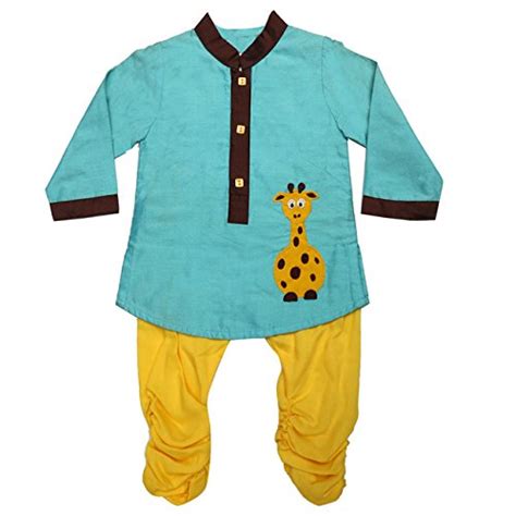 Buy Candy Baby Boys Sky Blue Cotton Silk Kurta with Hand Made Applique ...