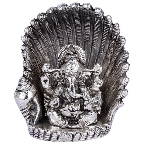 Creative Creations Metal Silver Naag Ganesha ( 11 cm x 11 cm x 14 cm ...