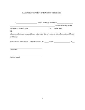 Fillable Online Kansas Revocation of Power of Attorney Form Fax Email ...