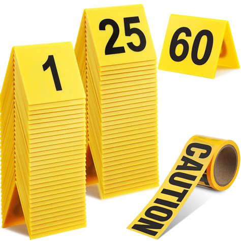 Buy 61 Pcs Crime Scene Decorations, Includes 60 Evidence Markers and ...