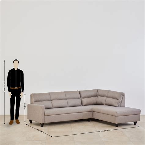 Buy Helios Clary Fabric 3-Seater Right Corner Sofa with Chaise - Beige ...
