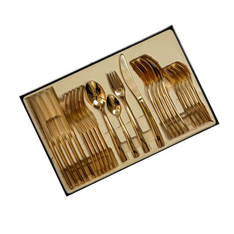 24 Piece Cutlery Set 24K Gold Plated - Elite Luxury Gold Plating