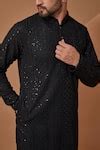 Buy Black Georgette Sequins Chikankari Work Straight Kurta For Men by ...