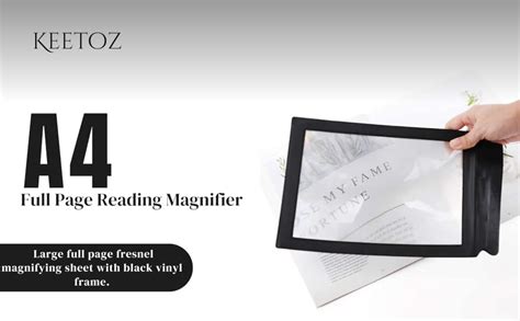 Keetoz A4 Paper Size Magnifying Glass, PVC Plastic Full Page Reading ...