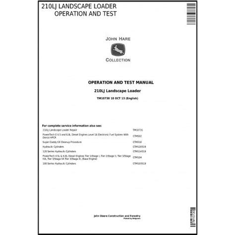 John Deere 210LJ Landscape Loader Pdf Diagnostic, Operation and Tests