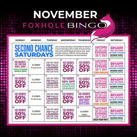 SPECIALS | Foxhole Bingo Lounge