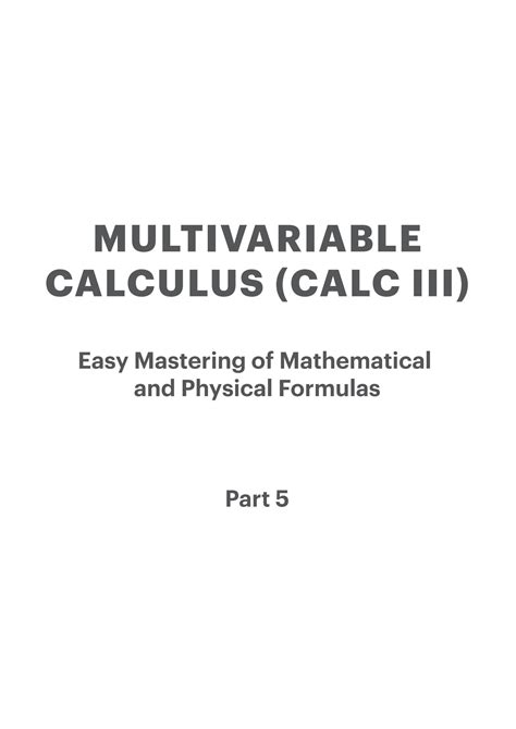 Image result for Multivariable Calculus Formulas