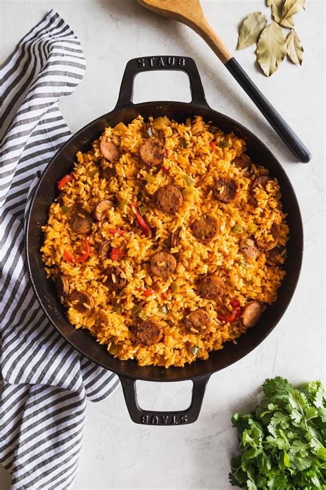 Arroz Con Salchichas (Cuban Yellow Rice with Sausage) - A Sassy Spoon®