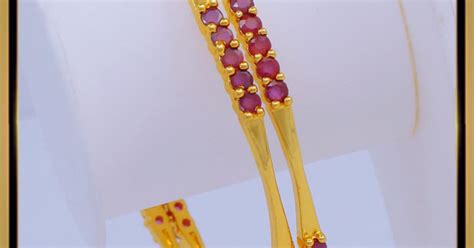 Buy Simple Light Weight Ruby Stone Gold Covering Party Wear Bangles Online