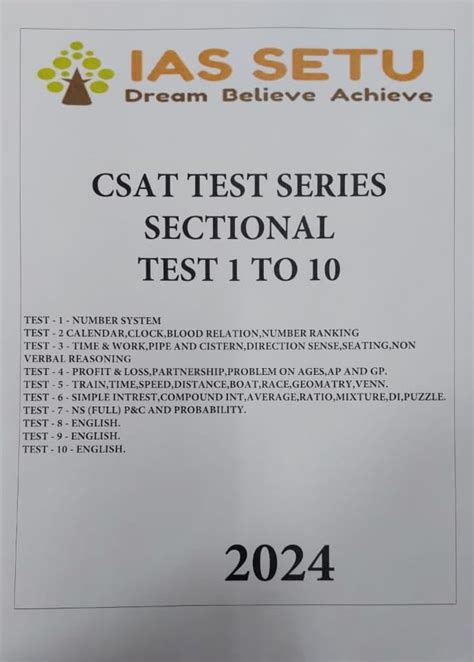 Buy IAS Setu Csat Test Series Sectional Test 1 to 10 Test Paper 2024 ...