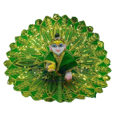 Leaf design embroidery designer green dress for Laddu Gopal ji ...