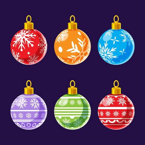 Flat christmas ball ornaments collection | Free Vector