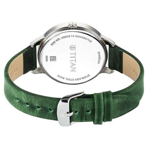 Buy Online Titan Neo Quartz Analog Green Dial Leather Strap Watch For ...