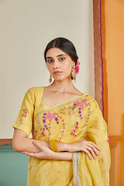 Amal Zari Linen Sari