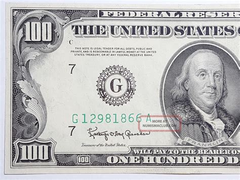 Series 1950 D $100 Dollars Chicago Federal Reserve Note Fr 2161 - G Cu