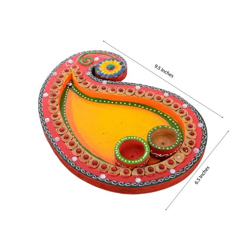 Papier-Mache Keri Design Multiutility Pooja Thali - eCraftIndia Online