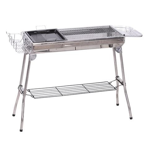Portable Folding Charcoal BBQ Grill Stainless Steel Camp Picnic Cooker ...