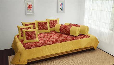 Buy Flying Colors 200 TC Cotton 8-Piece Diwan Set - Maroon and Beige ...