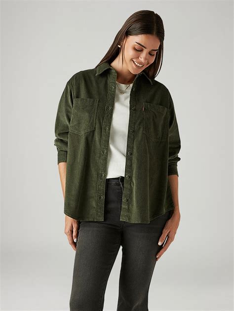 Women's Solid Olive Spread Collar Shirt – Levis India Store