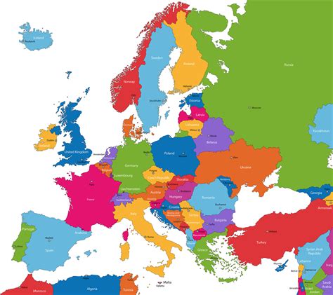 Colored Map Of Europe