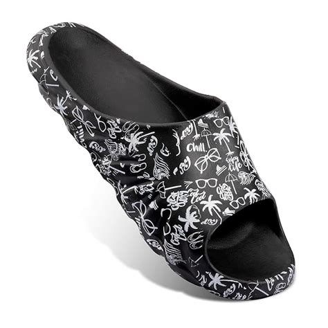 Buy Wokline Mens Printed Flip Flops Slip On Comfortable Sliders Thick ...