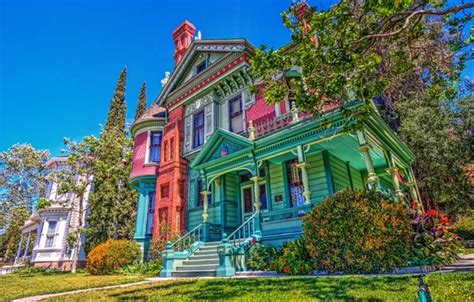 Wallpaper retro, HDR, CA, ladder, USA, mansion, California, colorful ...