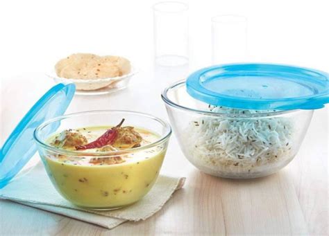 BOROSIL Mixing Bowl 500ML , 1300ML WITH BLUE LID 2-Pieces Borosilicate ...