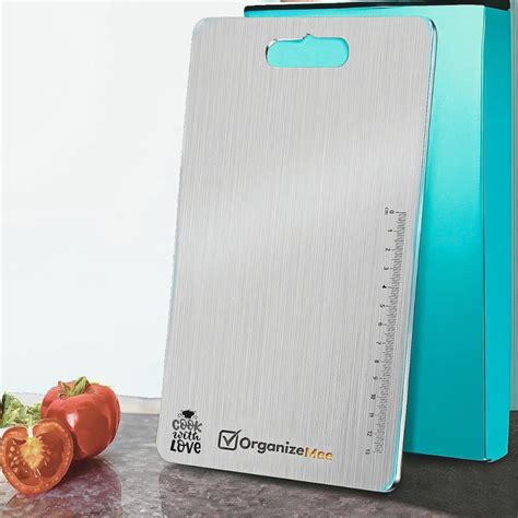 Buy OrganizeMee Medium Stainless Steel Metal Chopping Board & Cutting ...