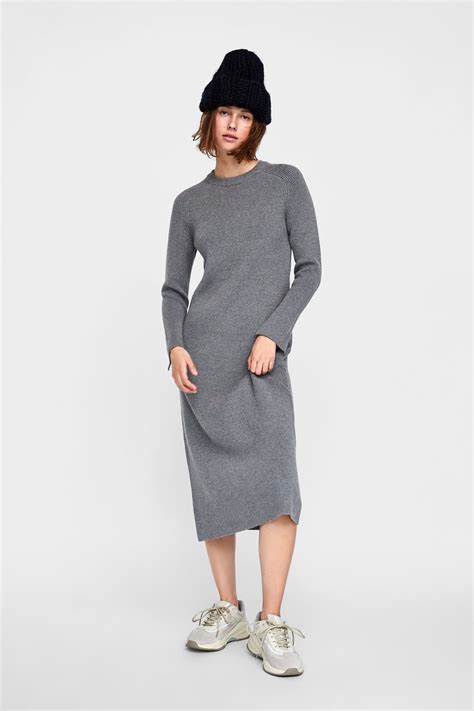 Image 1 of from Zara | Long knitted dress, Knit dress, Long knit