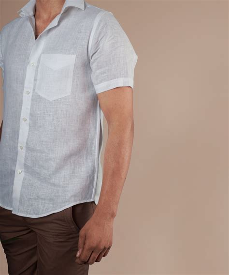 Men's white handwoven linen shirt|Custom Made Shirts - Online in India ...