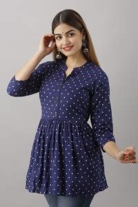 HANUMNTRA Casual 3/4 Sleeve Polka Print Women Blue Top - Buy HANUMNTRA ...