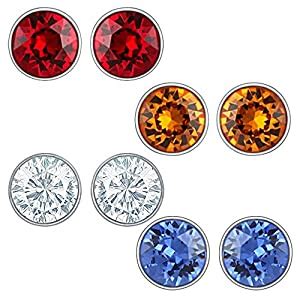 Mahi 6 mm Multi-colour Four Studs Combo Earrings for Women CO1104531R ...