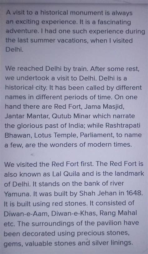 Imagine that you recently visited a fort. You were mesmerised by the ...